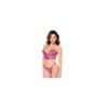 Ensemble sexy 2 pièces bustier & string en dentelle satinée 